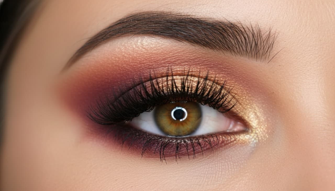 A close-up beauty image focused on a dramatic eye makeup look.